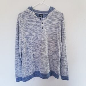 Union SEA/WA Marled Blue Cream Hoodie Button Placket M